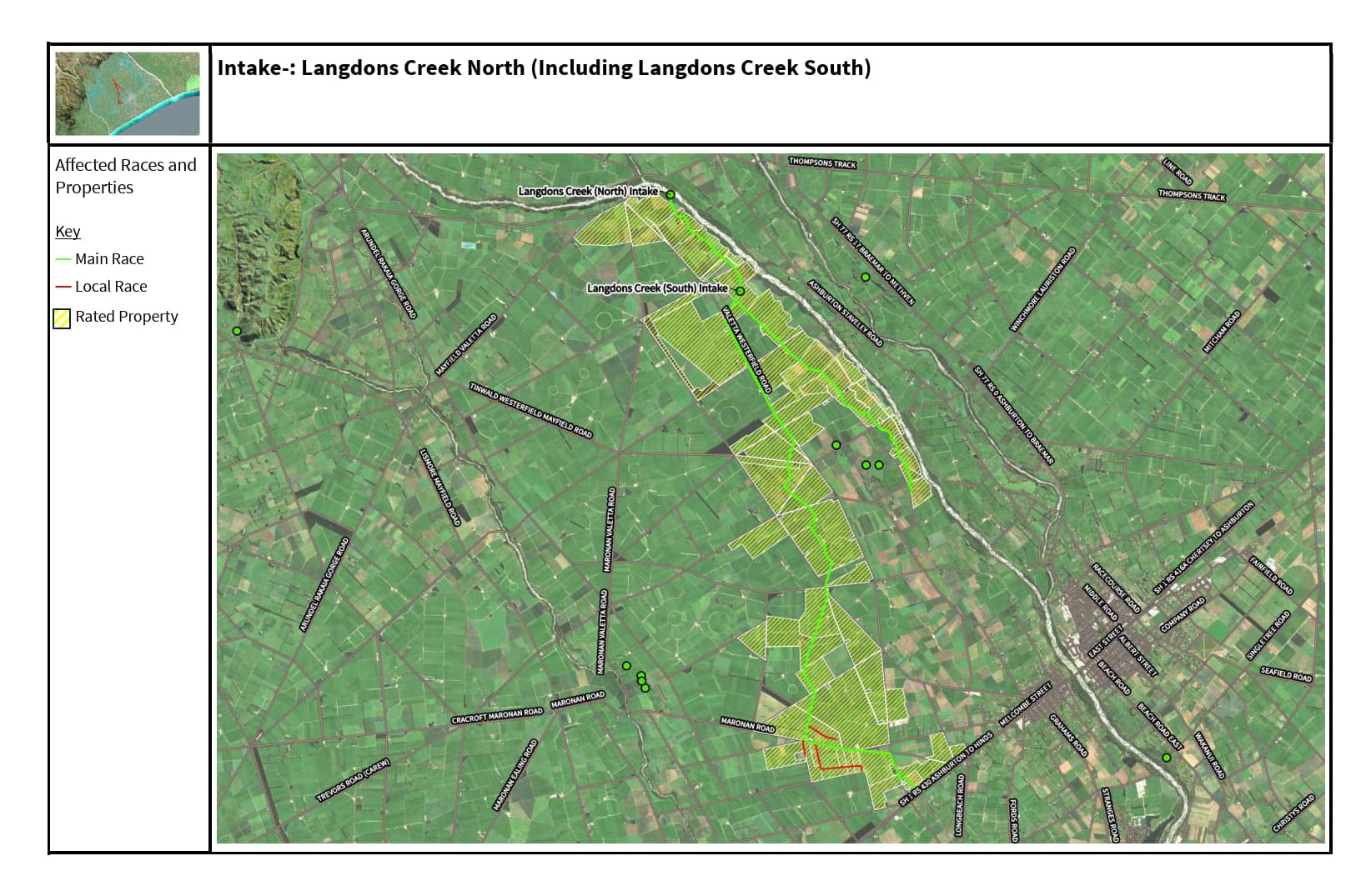 Langdons Creek North & South Intakes map